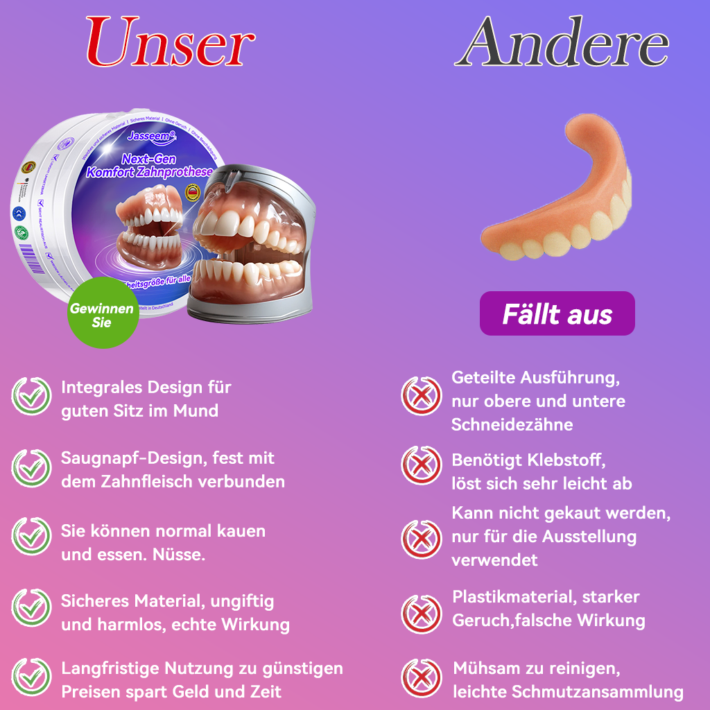 𝐉𝐚𝐬𝐬𝐞𝐞𝐦® Neueste Premium-Komfort-Zahnersätze🎉 (Hochwertige Zahnersätze, Bequem zu Tragen - 70% Rabatt für begrenzte Zeit)🔥