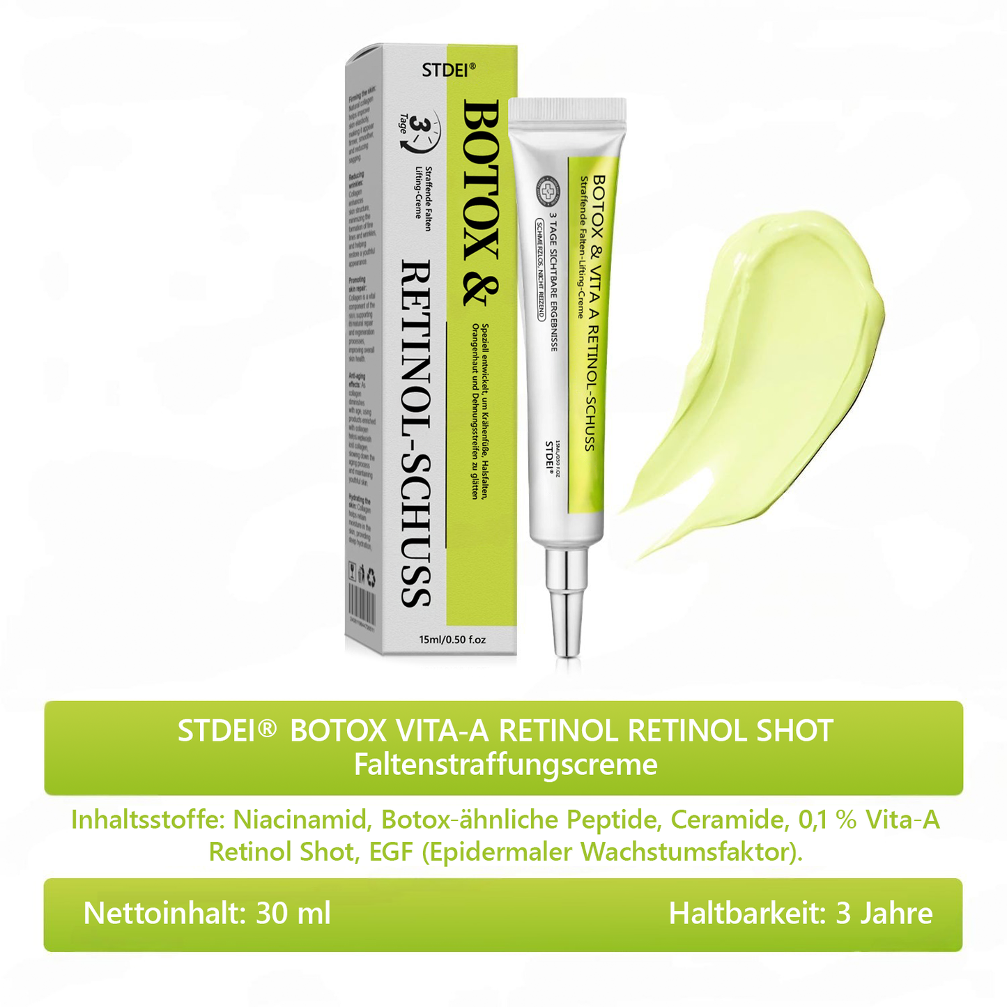（Offizieller Store）💫 STDEI® Botox & Vitamin-A-Retinol Shot Anti-Falten Straffungscreme - Jetzt 50% im Jahresendverkauf!🔥