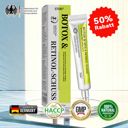 （Offizieller Store）💫 STDEI® Botox & Vitamin-A-Retinol Shot Anti-Falten Straffungscreme - Jetzt 50% im Jahresendverkauf!🔥