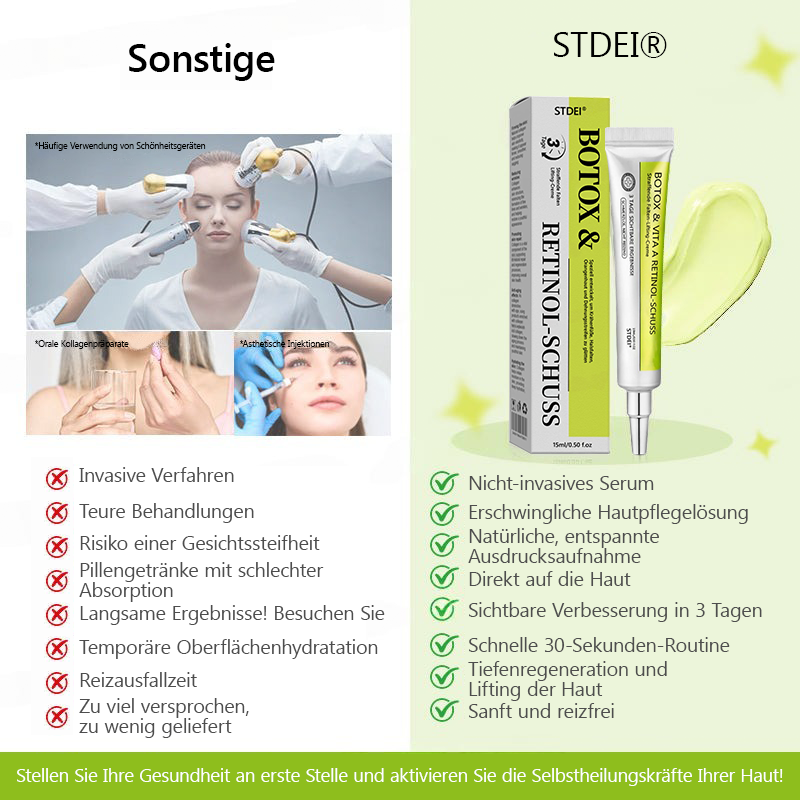（Offizieller Store）💫 STDEI® Botox & Vitamin-A-Retinol Shot Anti-Falten Straffungscreme - Jetzt 50% im Jahresendverkauf!🔥